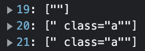 The payload with a single parameter 'class' which holds a class called 'a' or is empty.